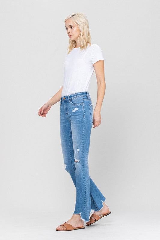 Mid-Rise Flare Jeans with Hem Detail