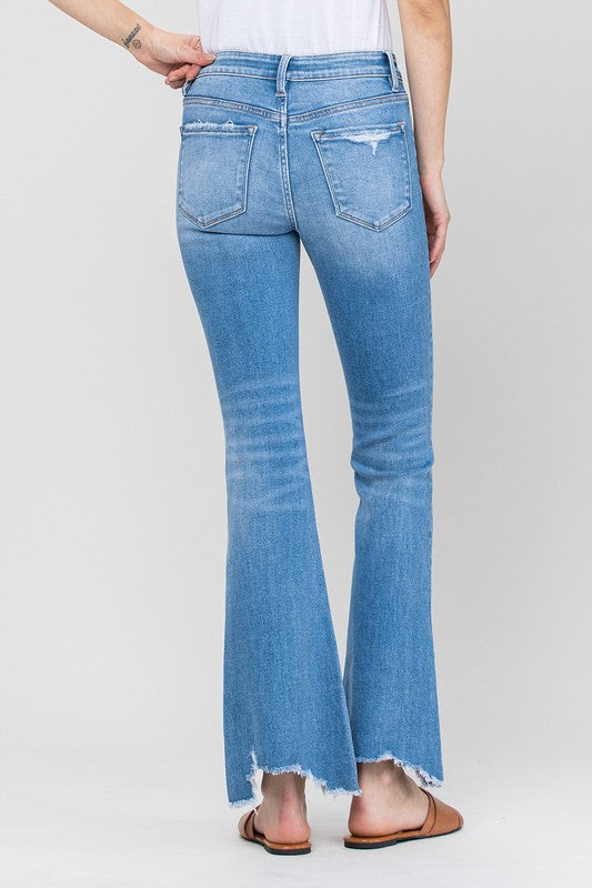 Mid-Rise Flare Jeans with Hem Detail