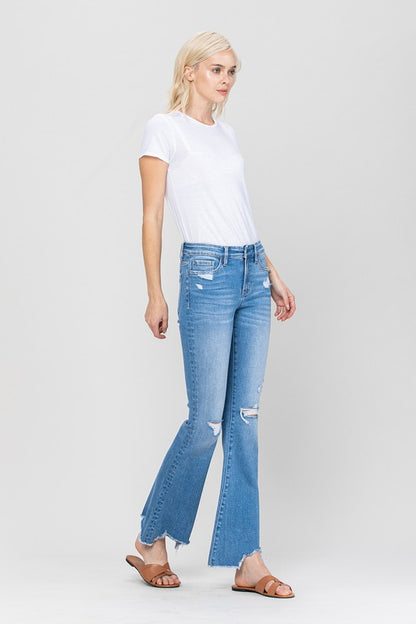 Mid-Rise Flare Jeans with Hem Detail