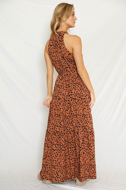 Patterned Halter Maxi Dress