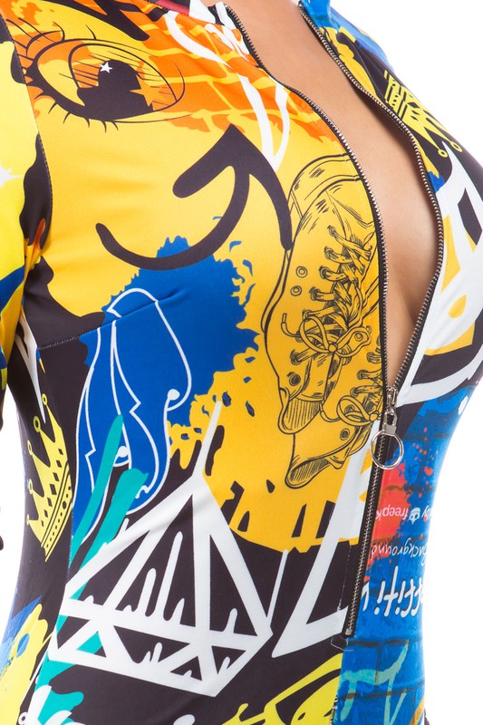 Multi-Print Graffiti Jumpsuit