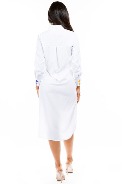 Asymmetric Long Sleeve Shirt Dress