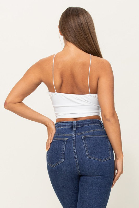 Halter Neck Open Front Crop Top