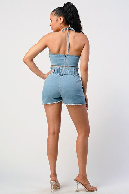 DENIM 2PC SHORT SET