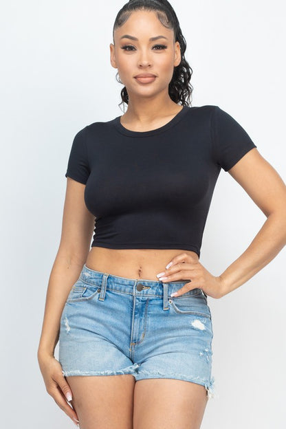 Short Sleeve Roundneck Crop Top