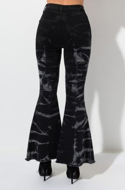 Cropped Tie Dye Flare Jean GJG Denim