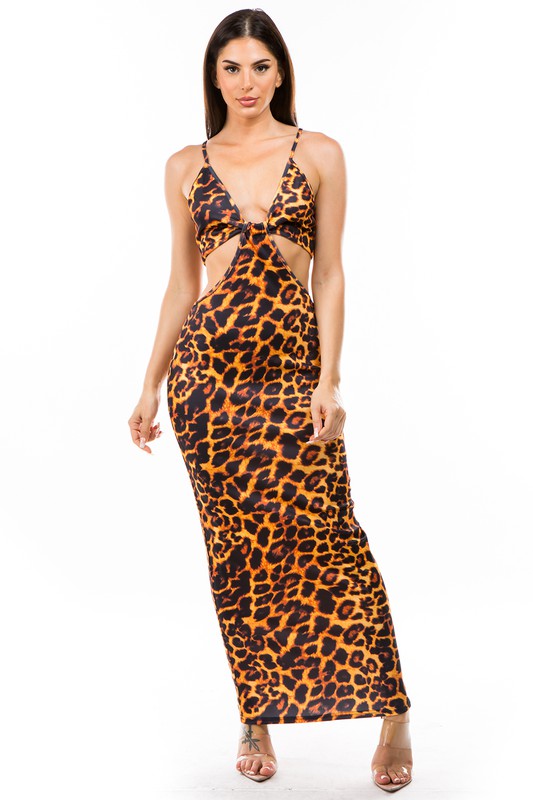 Peek-a-boo Cutout Printed Maxi Dress