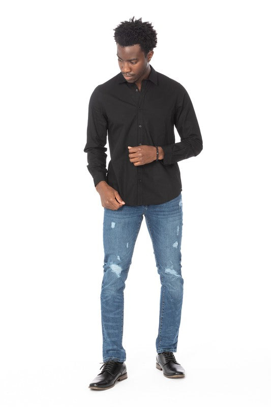 Men's Distressed Ripped Slim Fit Jeans HAWKS BAY