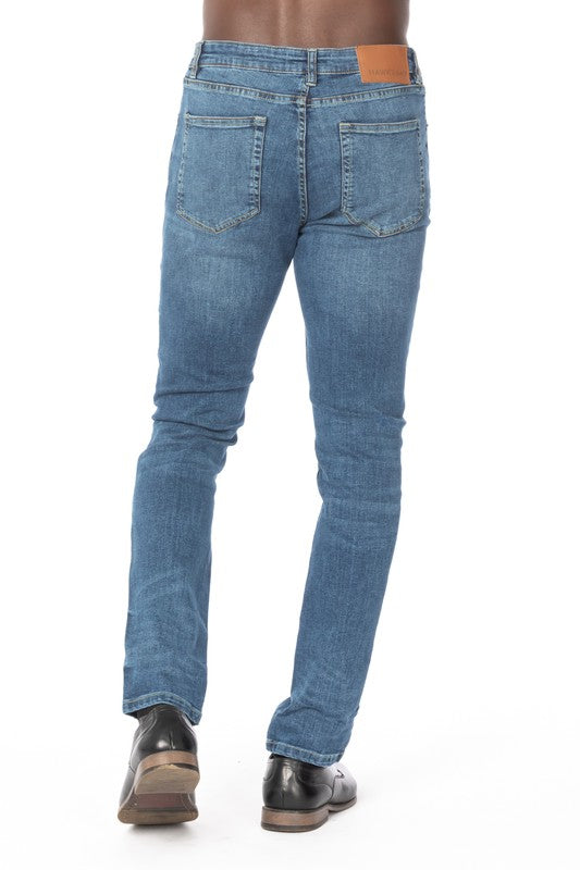 Men's Distressed Ripped Slim Fit Jeans HAWKS BAY