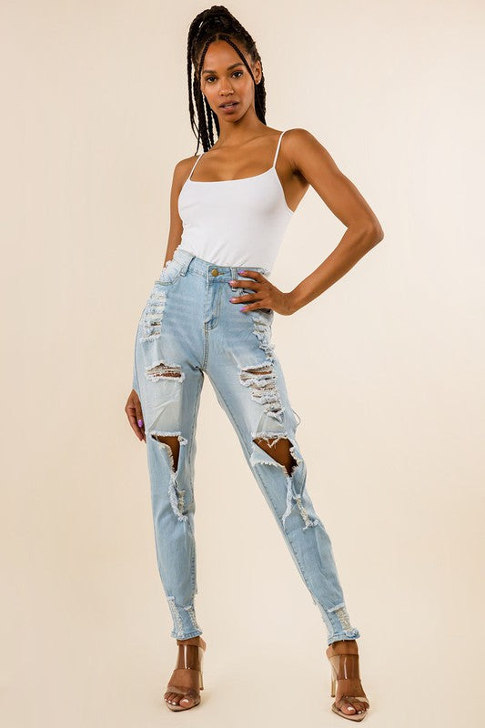 Multi-Cut Skinny Denim Jeans