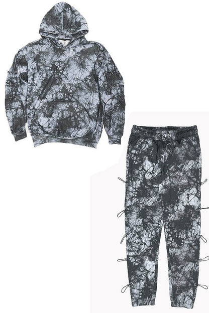 Men's Tye Dye Sleeve Toggle Hoodie & Sweatpants Set