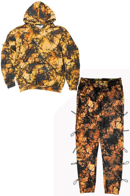 Men's Tye Dye Sleeve Toggle Hoodie & Sweatpants Set