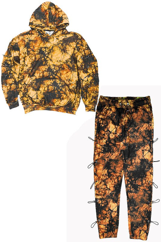 Men's Tye Dye Sleeve Toggle Hoodie & Sweatpants Set