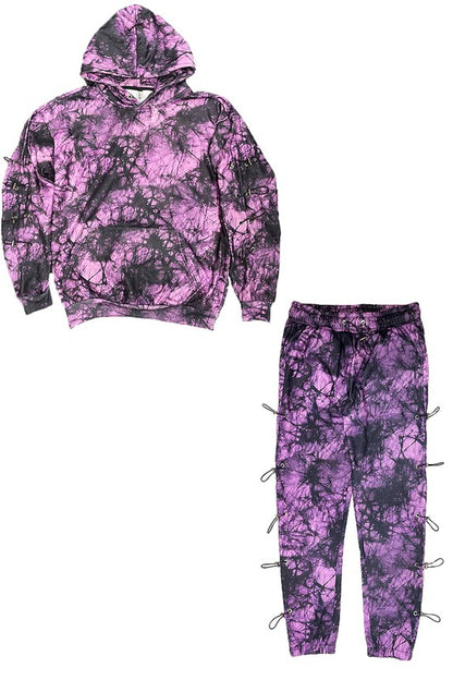 Men's Tye Dye Sleeve Toggle Hoodie & Sweatpants Set