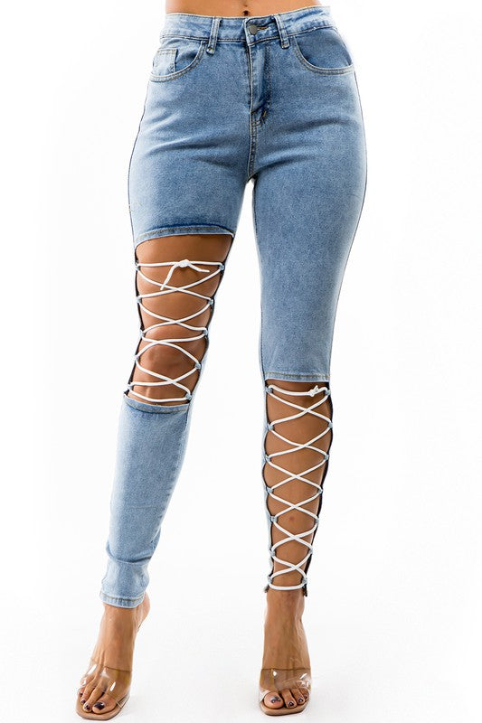 Multi Strip Denim Jeans