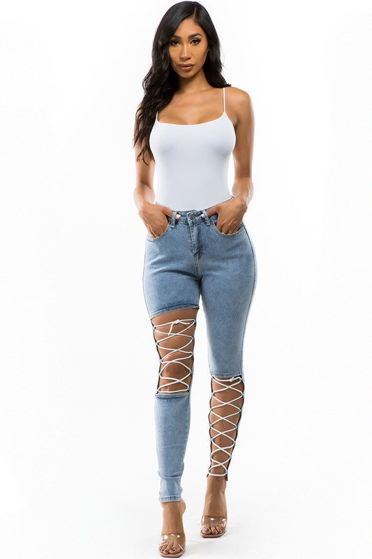 Multi Strip Denim Jeans