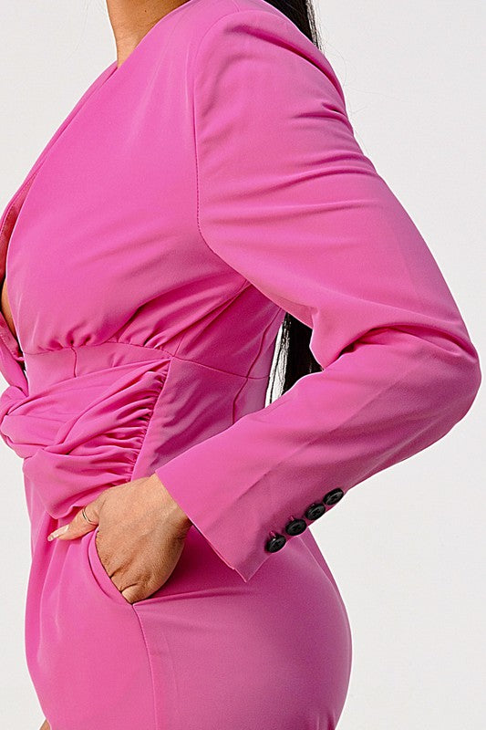 Classic hot pink waist wrap jumpsuit