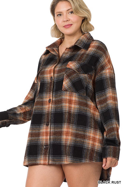 Plus+ Oversized Yarn Dyed Plaid Shacket