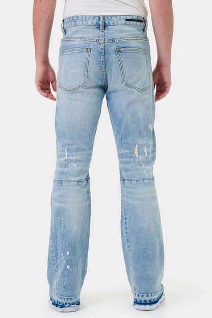 Men's Knee Destroyed Slim Flare Denim