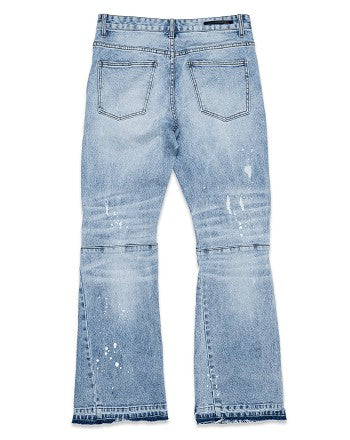 Men's Knee Destroyed Slim Flare Denim