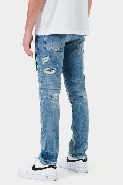 Men's Varsity Patched Slim Fit Jeans First Row