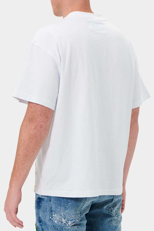 Men's Chenille Patch Tee - White First Row