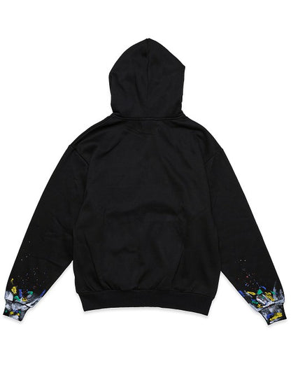 Men's Chenille Patch & Hand Paint Hoodie - Black