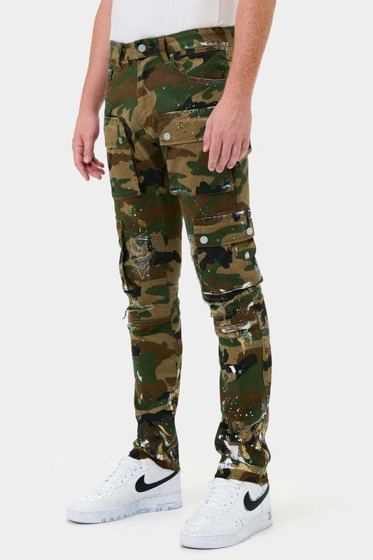 Men's Camo Multi-cargo Slim Fit JEans First Row