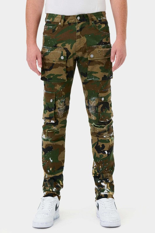 Men's Camo Multi-cargo Slim Fit JEans First Row