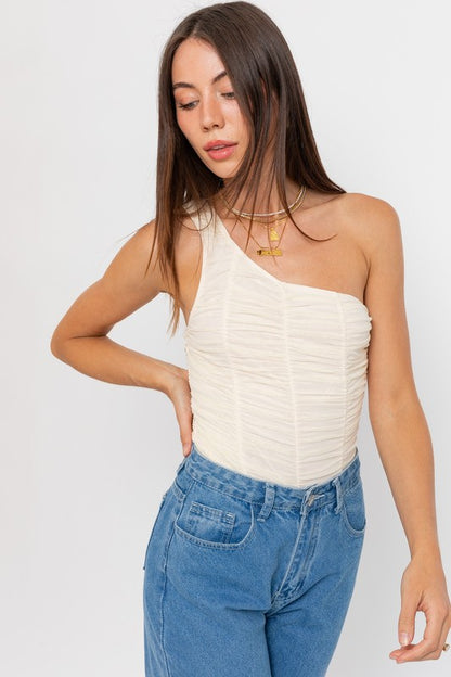 One Shoulder Ruched Bodysuit LE LIS