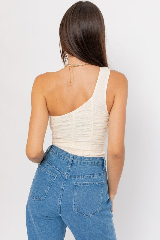 One Shoulder Ruched Bodysuit LE LIS