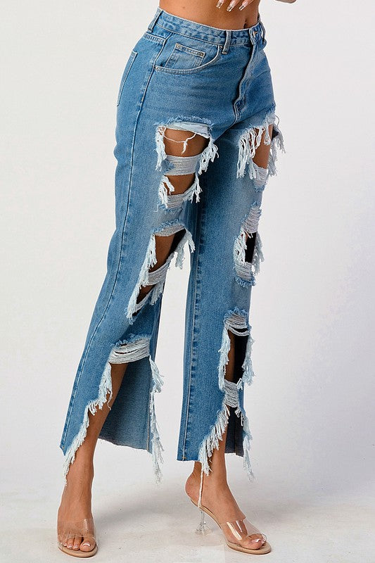 Mid Rise Extra Distressed Boyfriend Jeans