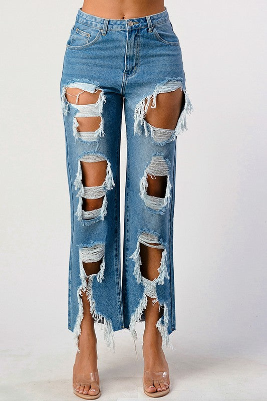 Mid Rise Extra Distressed Boyfriend Jeans