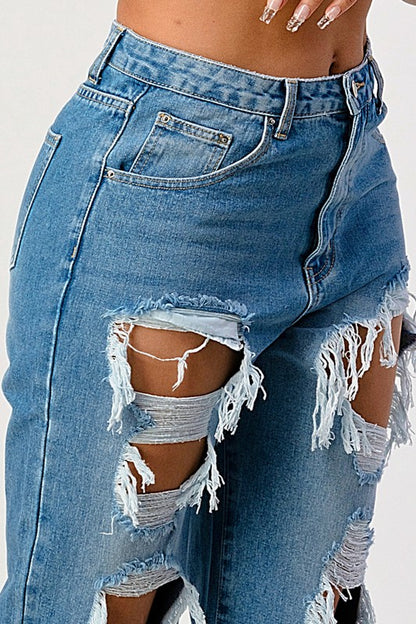 Mid Rise Extra Distressed Boyfriend Jeans