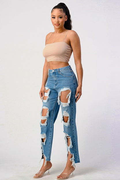 Mid Rise Extra Distressed Boyfriend Jeans