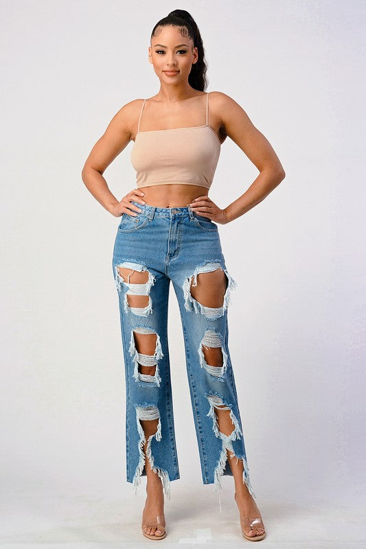 Mid Rise Extra Distressed Boyfriend Jeans