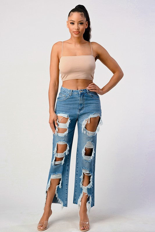 Mid Rise Extra Distressed Boyfriend Jeans