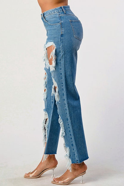 Mid Rise Extra Distressed Boyfriend Jeans