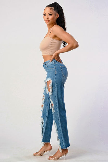 Mid Rise Extra Distressed Boyfriend Jeans