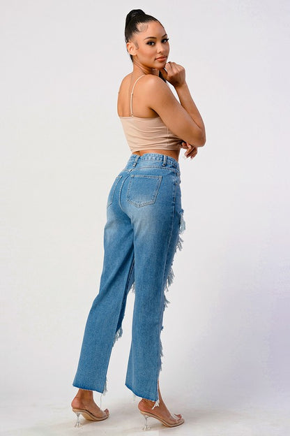 Mid Rise Extra Distressed Boyfriend Jeans