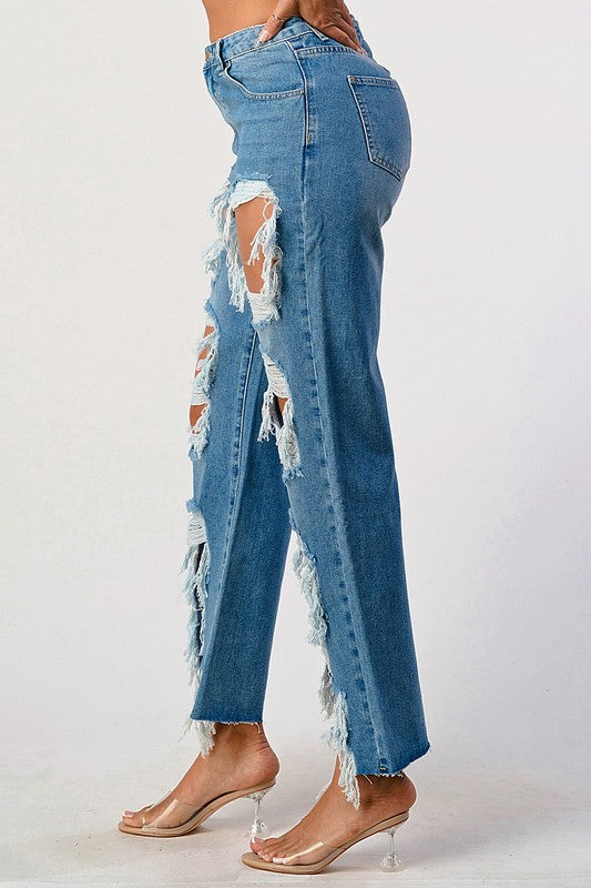 Mid Rise Extra Distressed Boyfriend Jeans