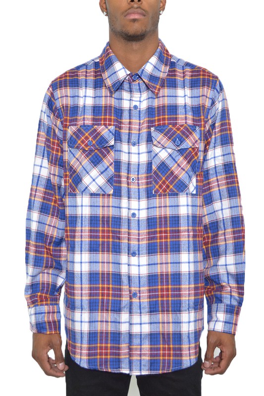 Checker Plaid Flannel Long Sleeve Men's Shirt