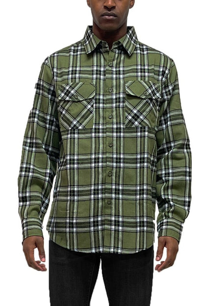 Men's Long Sleeve Flannel Plaid Shirt