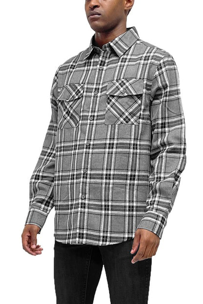 Men's Long Sleeve Flannel Plaid Shirt