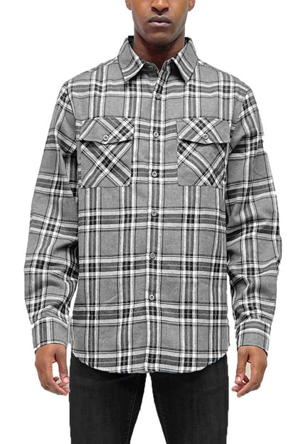 Men's Long Sleeve Flannel Plaid Shirt