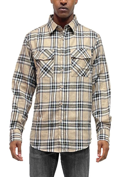 Men's Long Sleeve Flannel Plaid Shirt