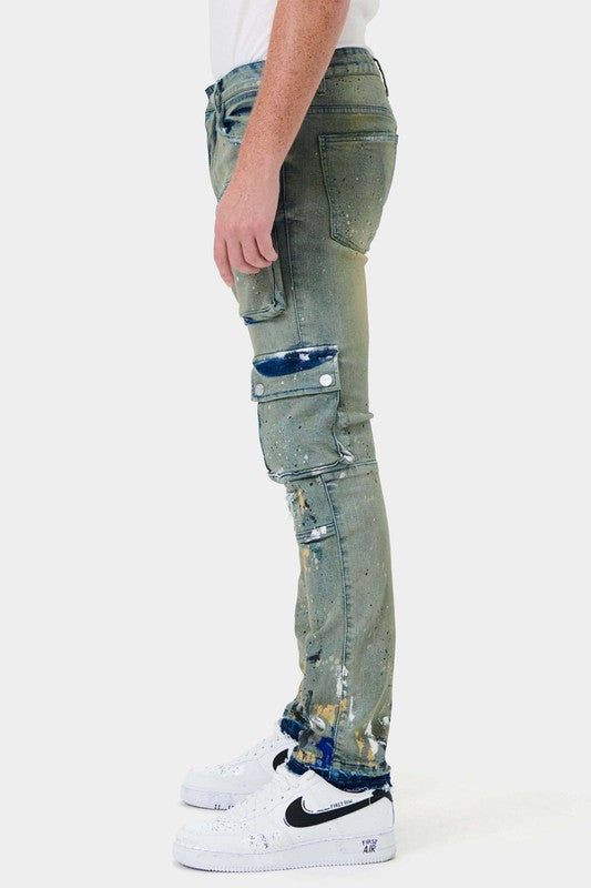 Men's Cargo Slim Fit Straight Jeans First Row