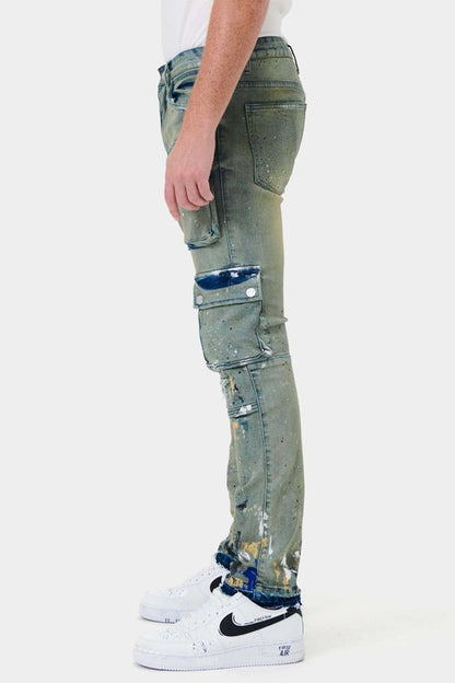 Men's Cargo Slim Fit Straight Jeans First Row