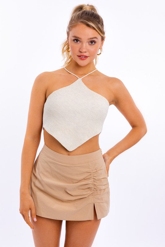 Halter Crochet Knit Top LE LIS