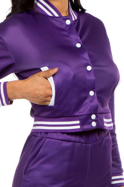 Bomber Jacket & Pant Set - Purple